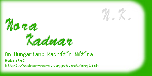 nora kadnar business card